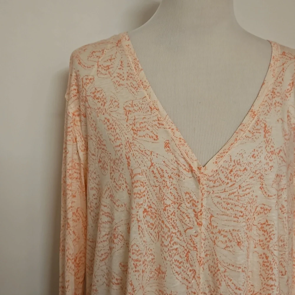 Free People Sahara print top peachy coral SP oversized Flowy Boho festival NWT